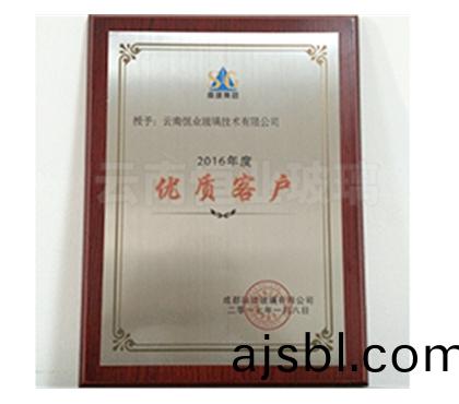 成都南(nan)玻(bo)玻(bo)瓈(li)有限(xian)公(gong)司優(yōu)良(liang)客(ke)戶證書(shu)